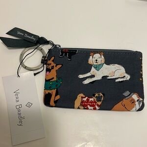 Vera Bradley Zip ID Case with Key Ring in Holiday Dogs NWT!